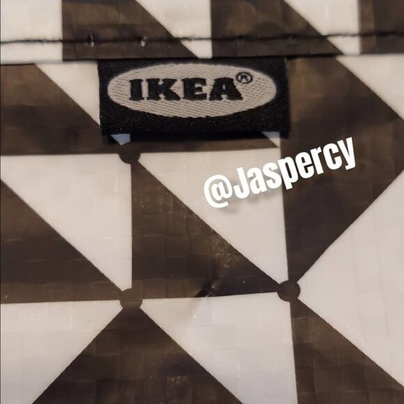 IKEA - KNALLA Two (2) Reusable Tote Bags Black & White Geometric Storage Recycle - Picture 5 of 11